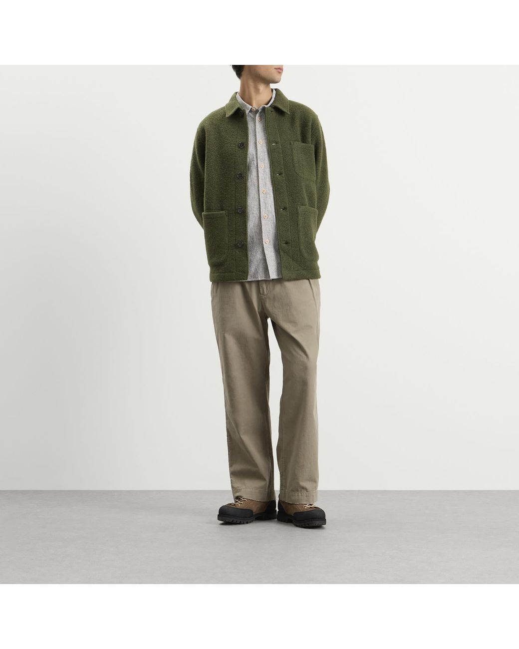 Universal Works Green Wool Fleece Field Jacket for men