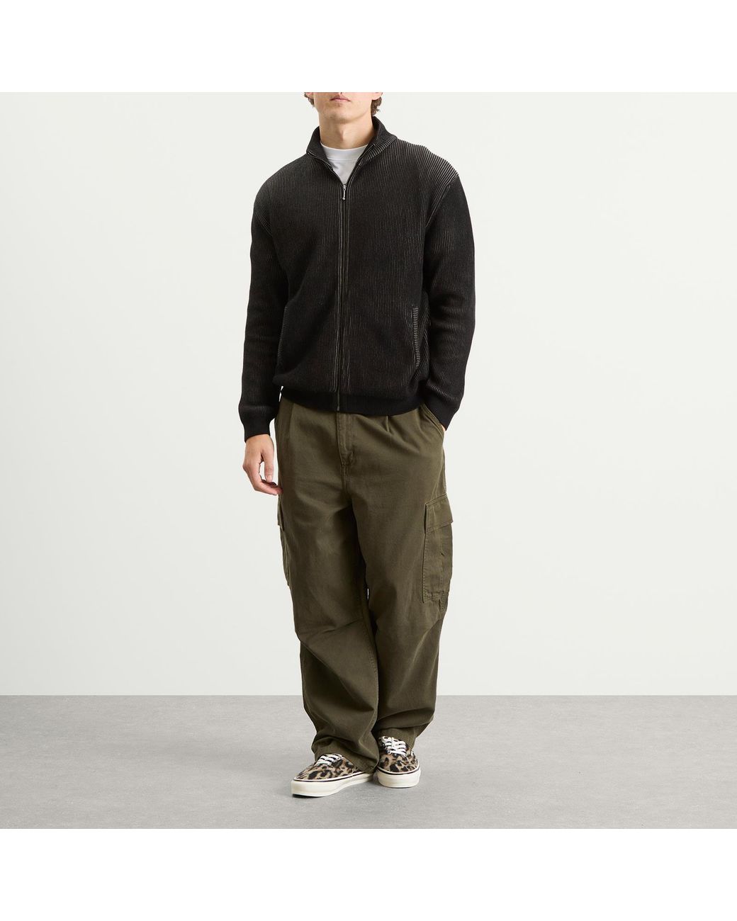 Thisisneverthat Black Full Zip Cardigan for men