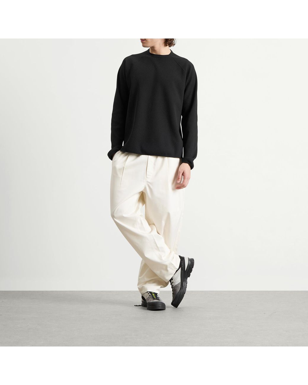 Goldwin Black Waffle Light Long Sleeve T-Shirt for men