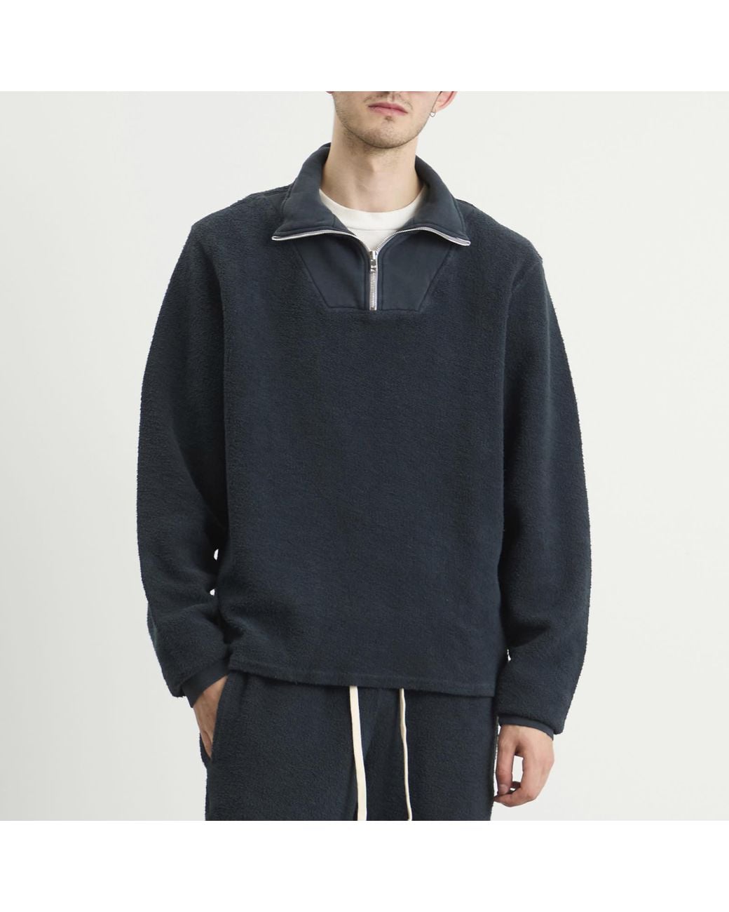 Les Tien Blue Inside Out Half Zip Yacht Pullover for men