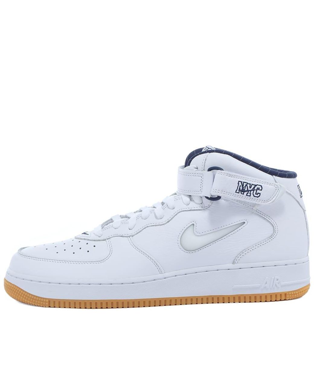 Nike Air Force 1 Mid Qs in White \u0026 Midnight Navy (Blue) - Lyst