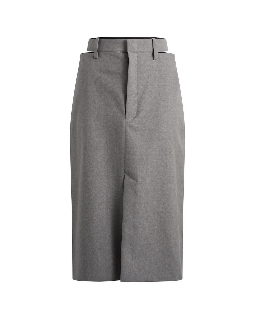 Jil Sander Gray High Waist Skirt With Slashed Side Waistband