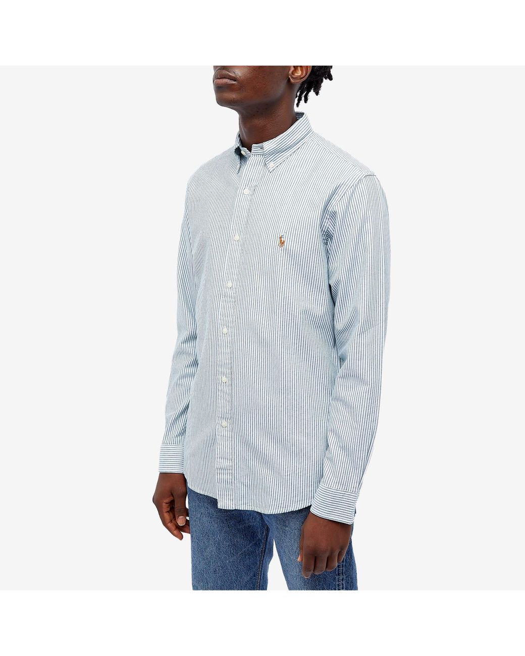 Polo Ralph Lauren Stripe Oxford Shirt in Blue for Men | Lyst