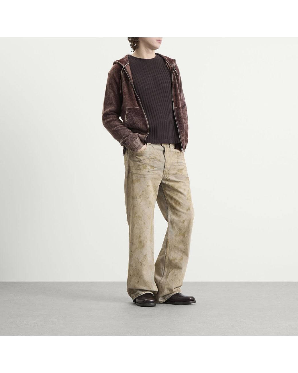 Acne Brown Kupiter Knitted Hoodie for men