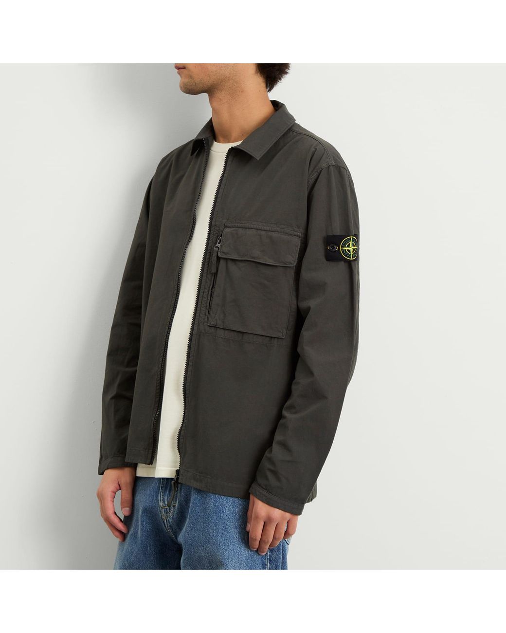 ジャケット・アウター Stone  Canvas Double Zip Jacket stone-island-Lead-Grey-Canvas-