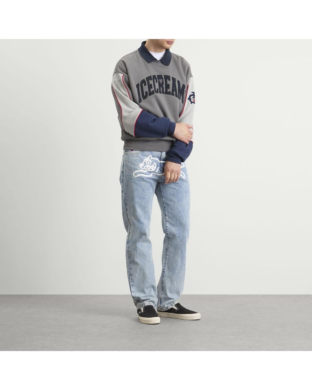 ICECREAM Blue Running Dog Straight Leg Denim Jeans for men