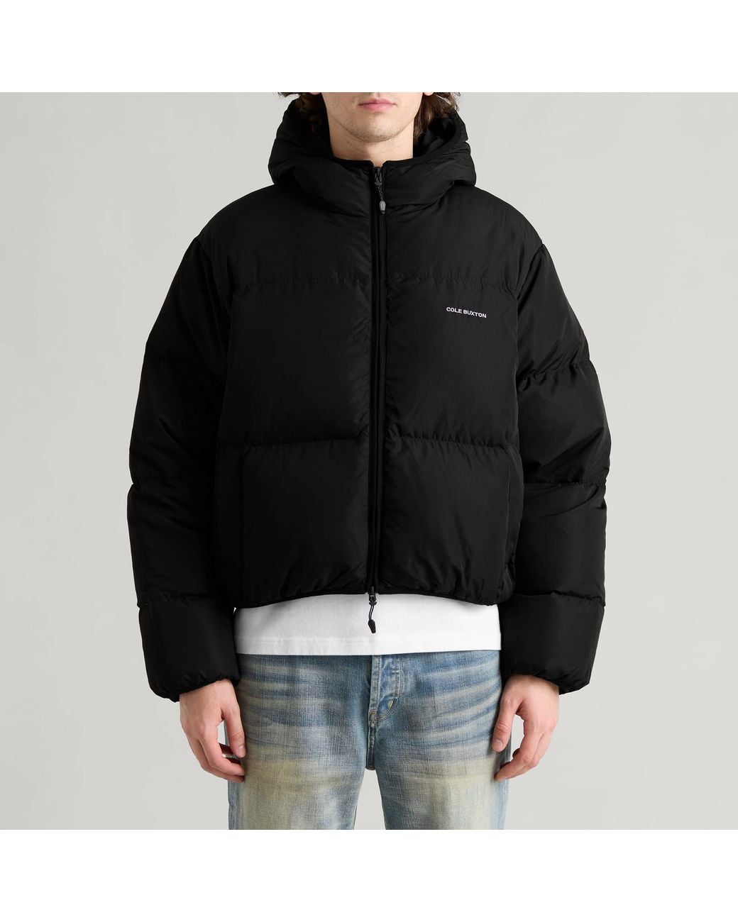 Cole Buxton Black Hooded Cocoon Down Jacket for men