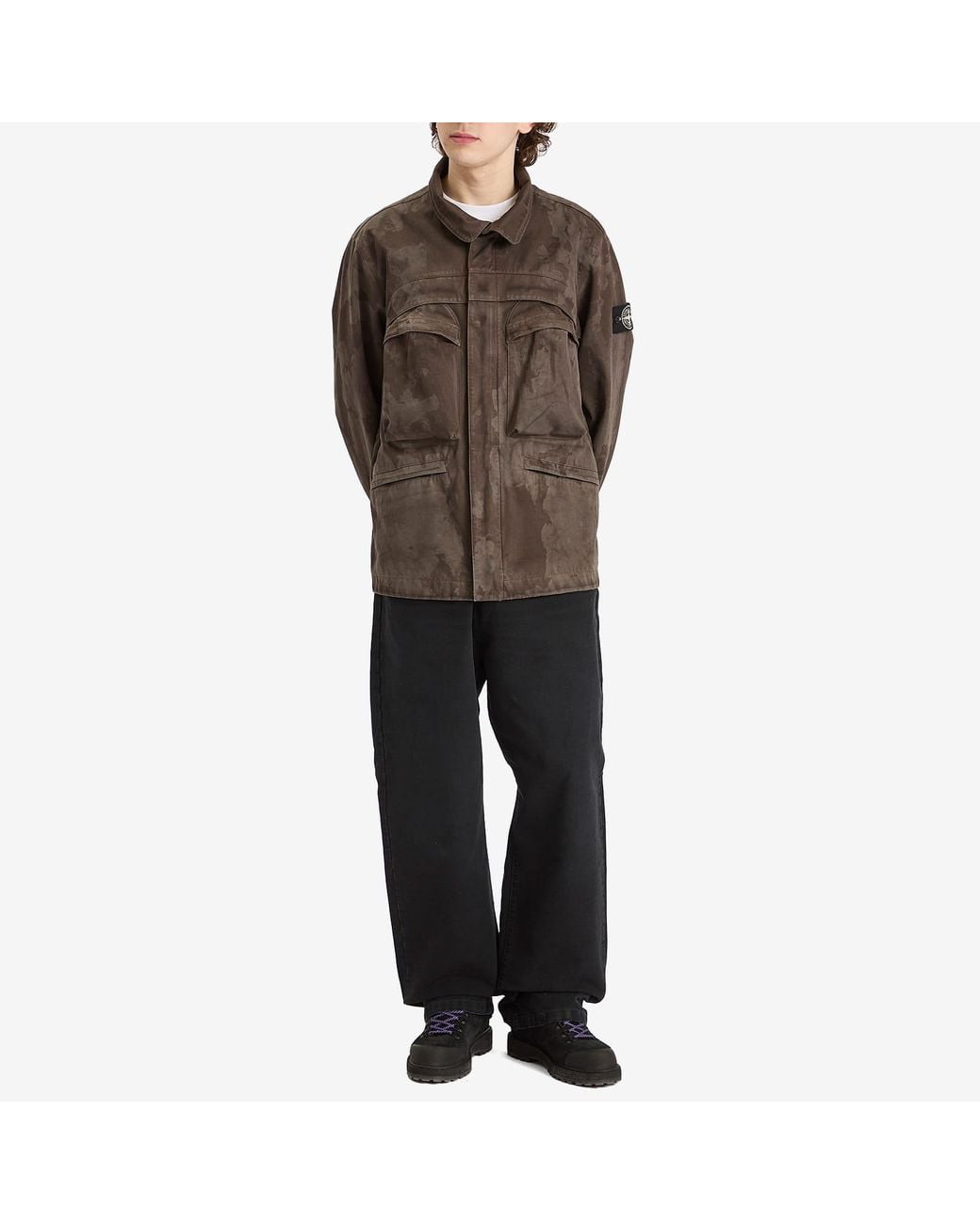 Stone Island Raso Gommato 3L Laser Camo Field Jacket in Brown for