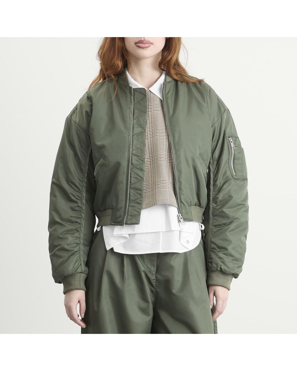Stel Green Nylon Bomber Jacket