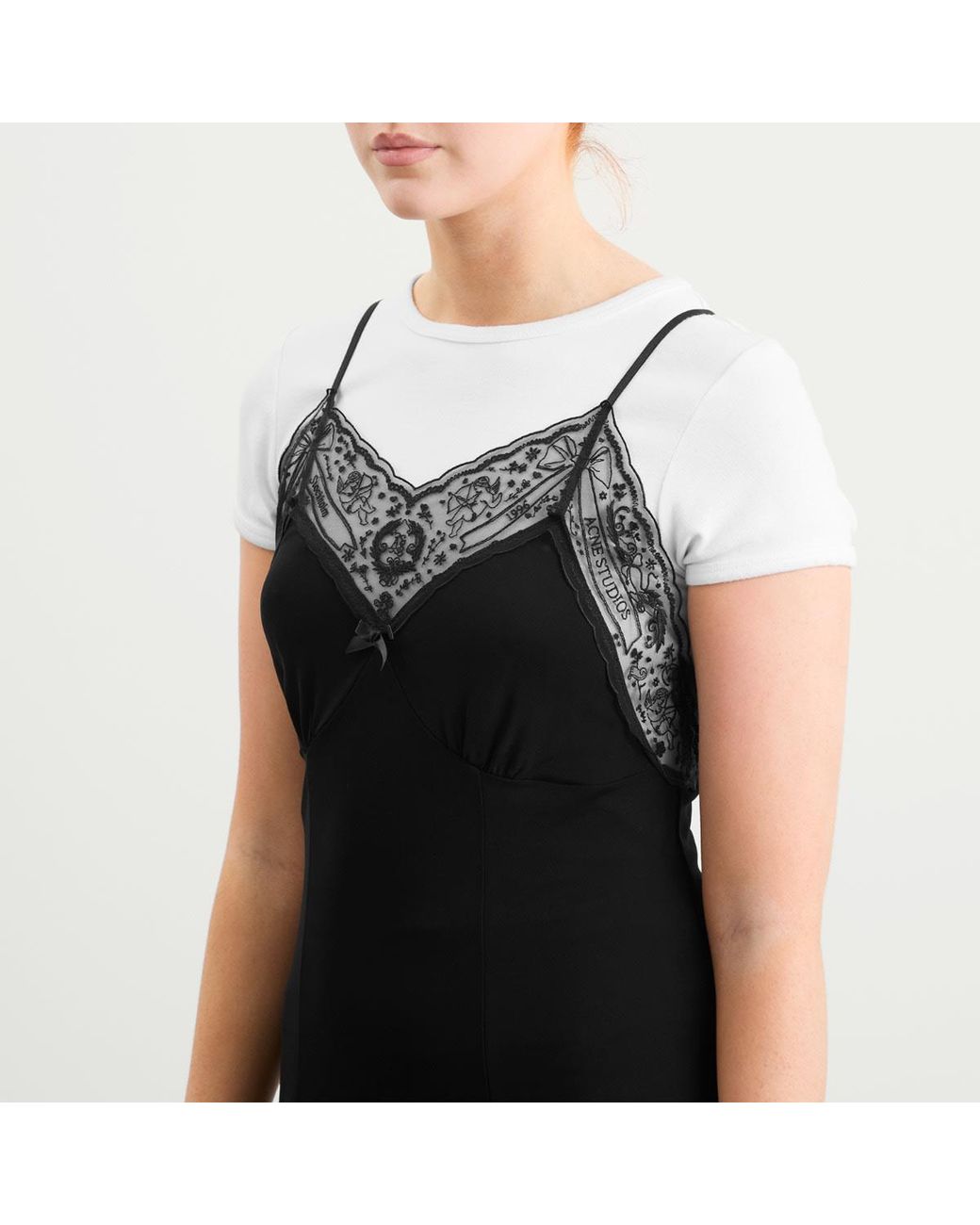 Acne Black Dafne Crepe Slip Dress