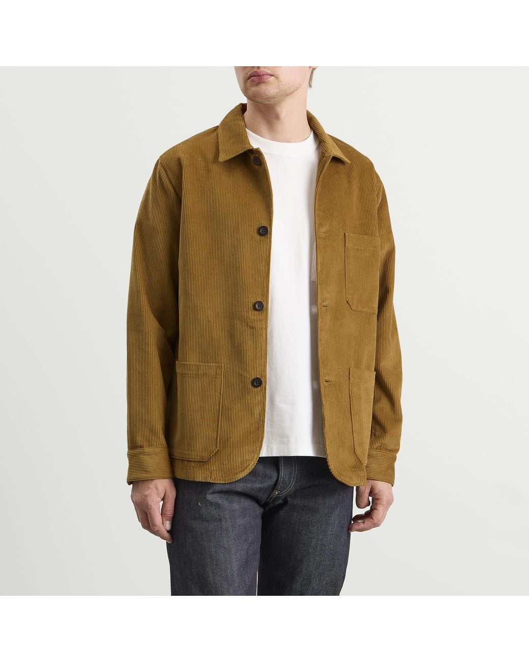 Portuguese Flannel Green Labura Corduroy Chore Jacket for men