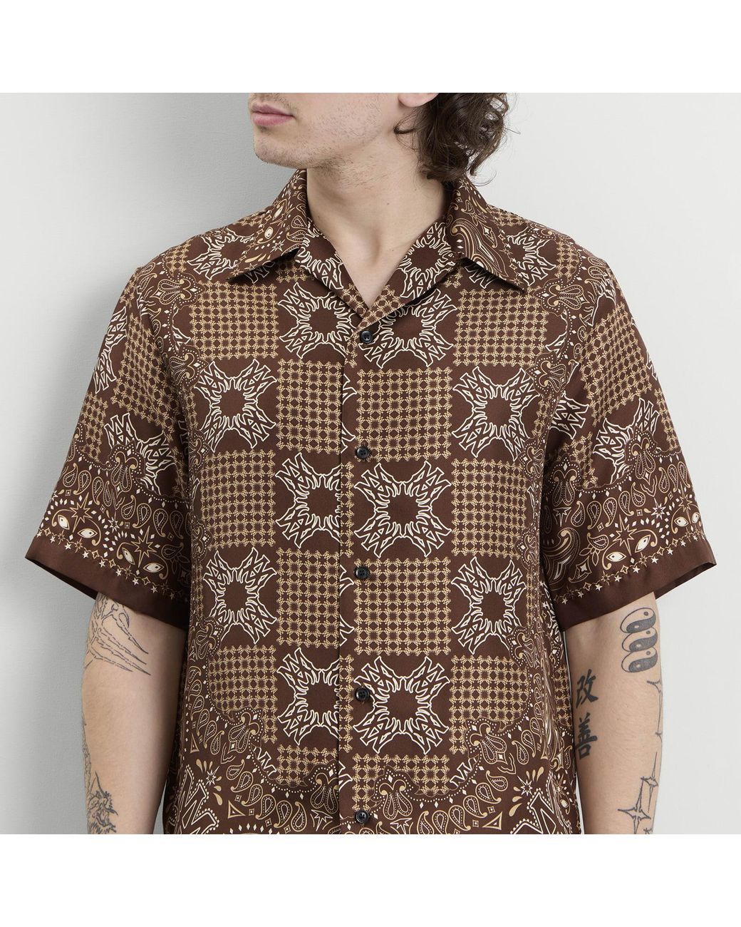 Amiri Brown Ma Check Camp Shirt for men