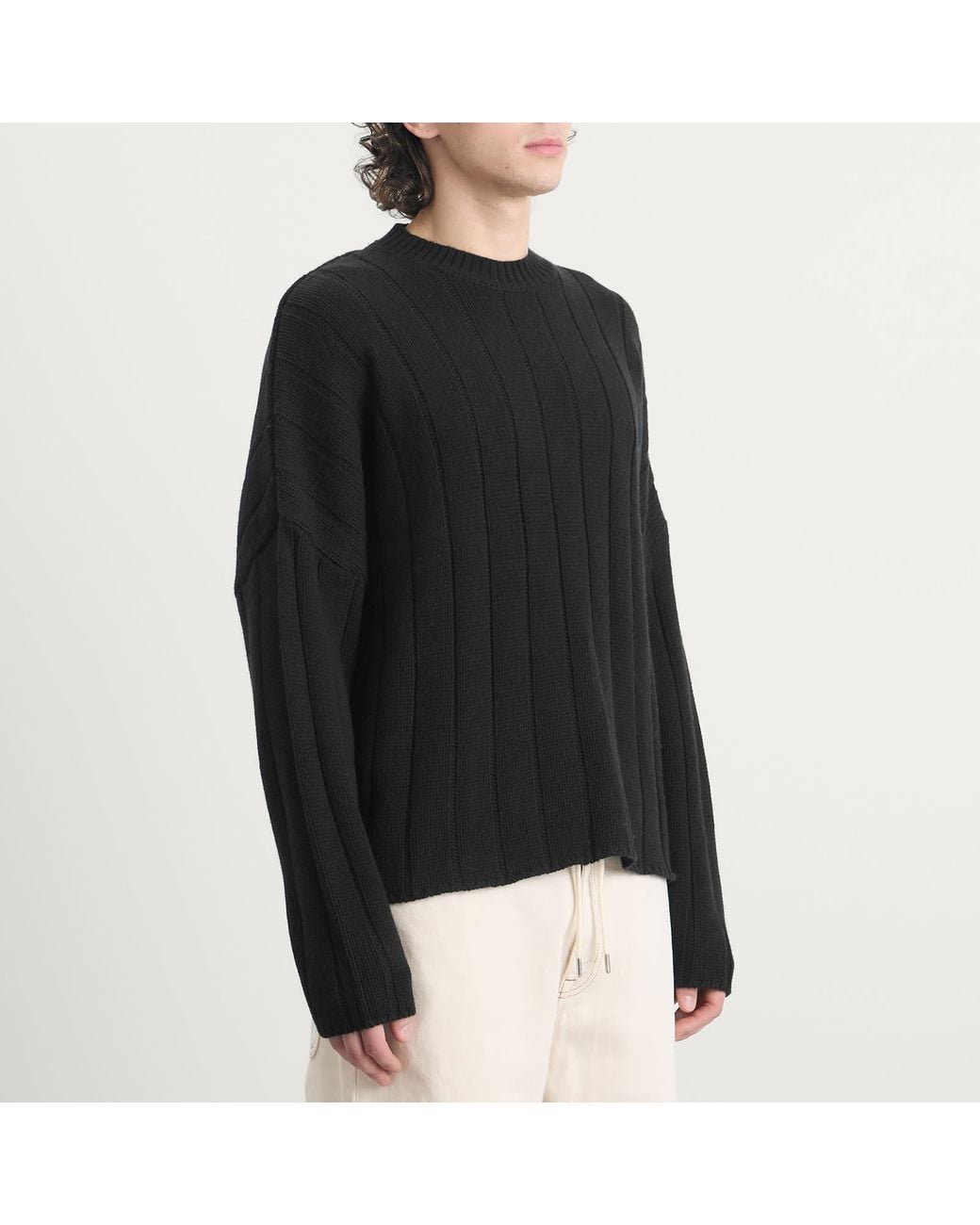 About Blank Black Large Rib Knit Crew for men