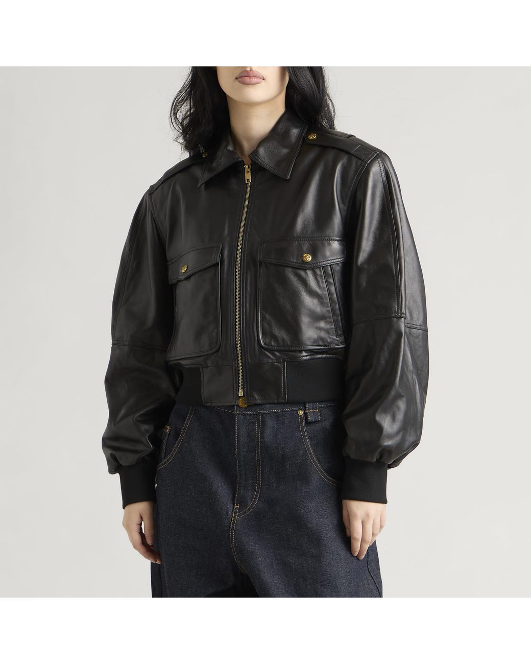 Willy Chavarria Black Cropped Leather Jacket