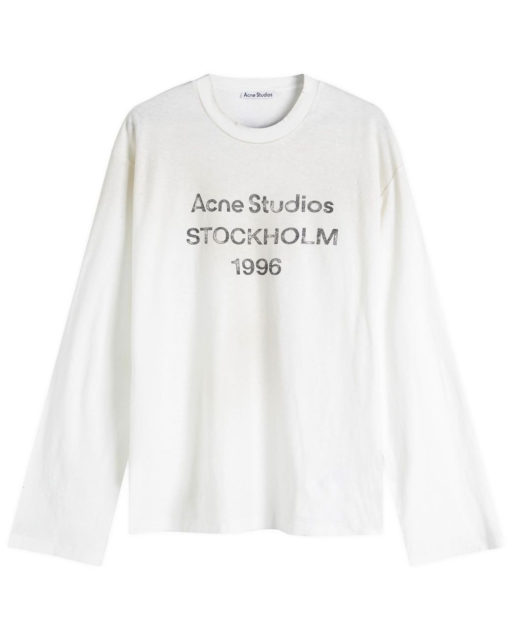 Acne White Edden 1996 Logo Long Sleeve T-Shirt for men