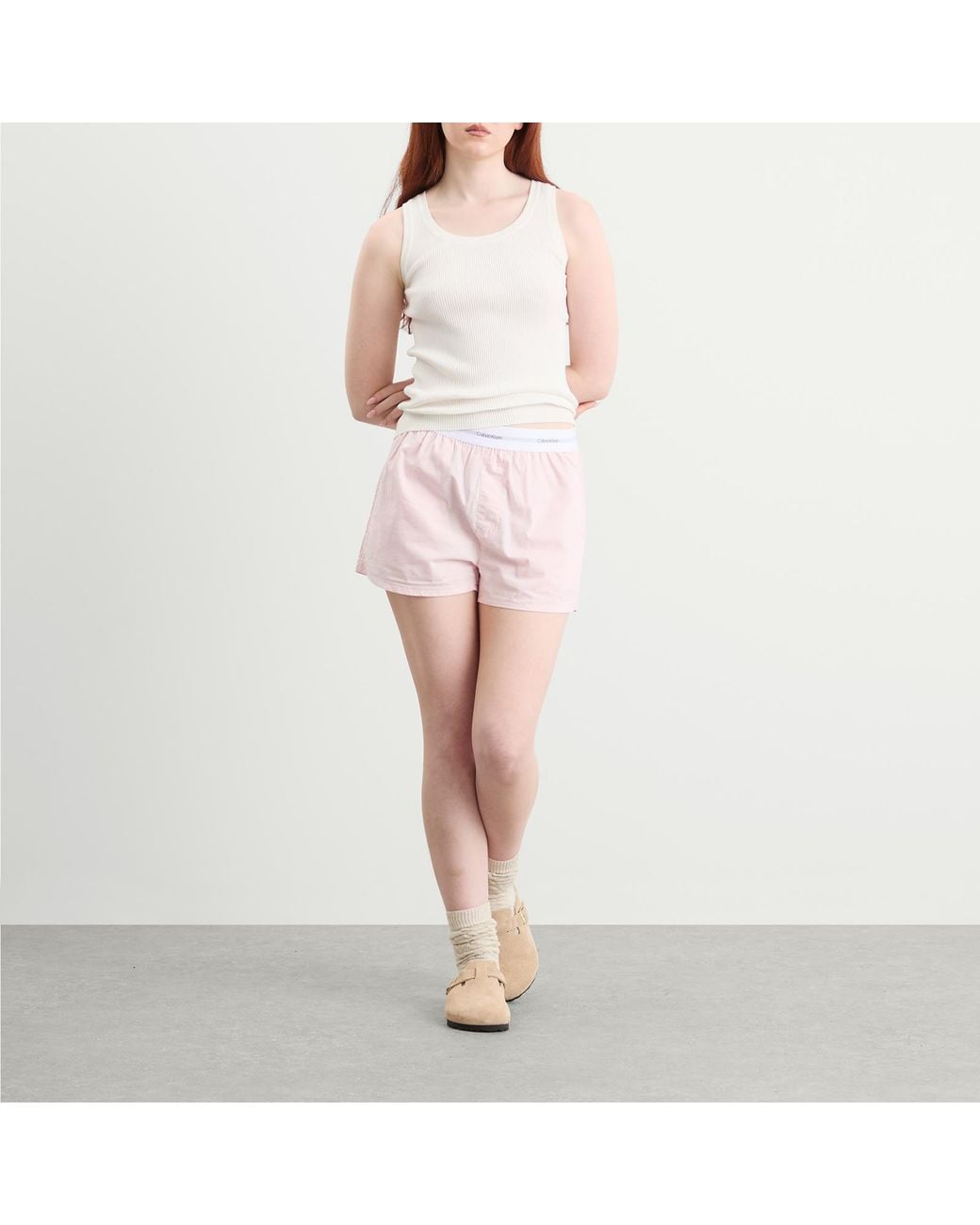 Calvin Klein Pink Cotton Poplin Sleep Short