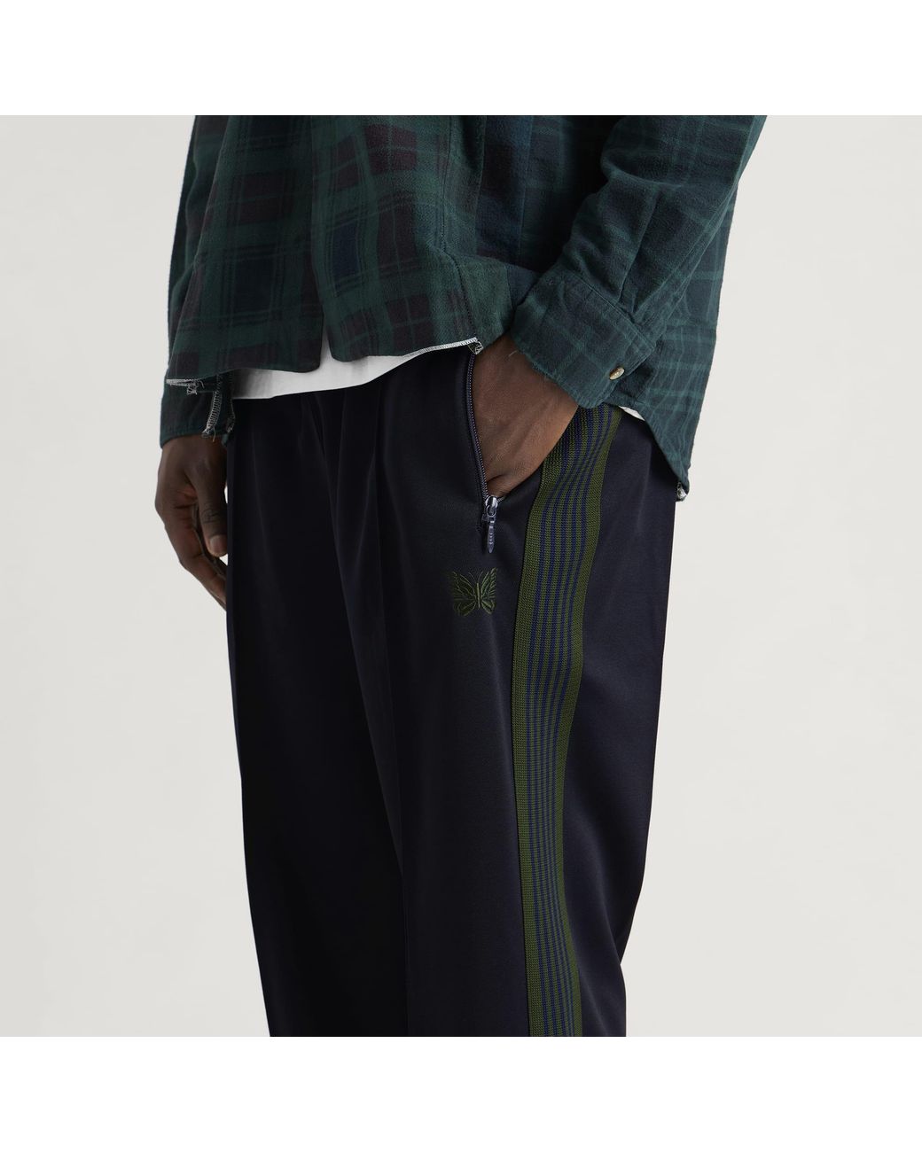 Needles Blue Poly Smooth Zipped Track Pants for men