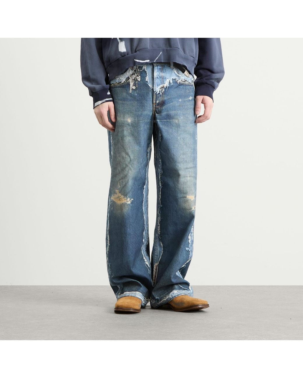 Acne Blue 1981 Trompe L'Oeil Skeleton Print Jeans for men