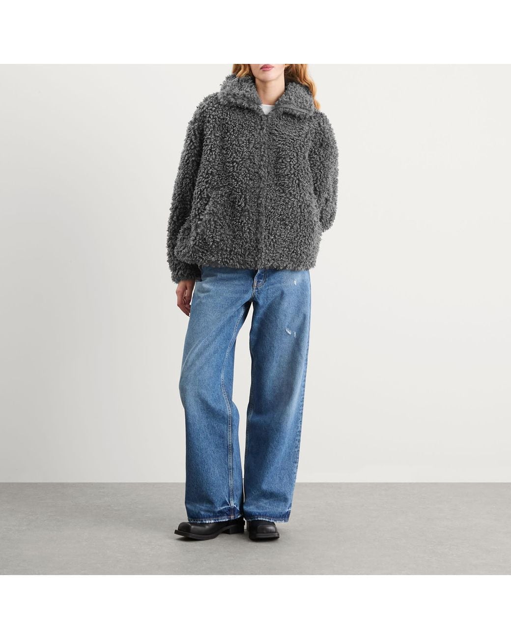 Acne Gray Felemmy Chunky Fleece Jacket
