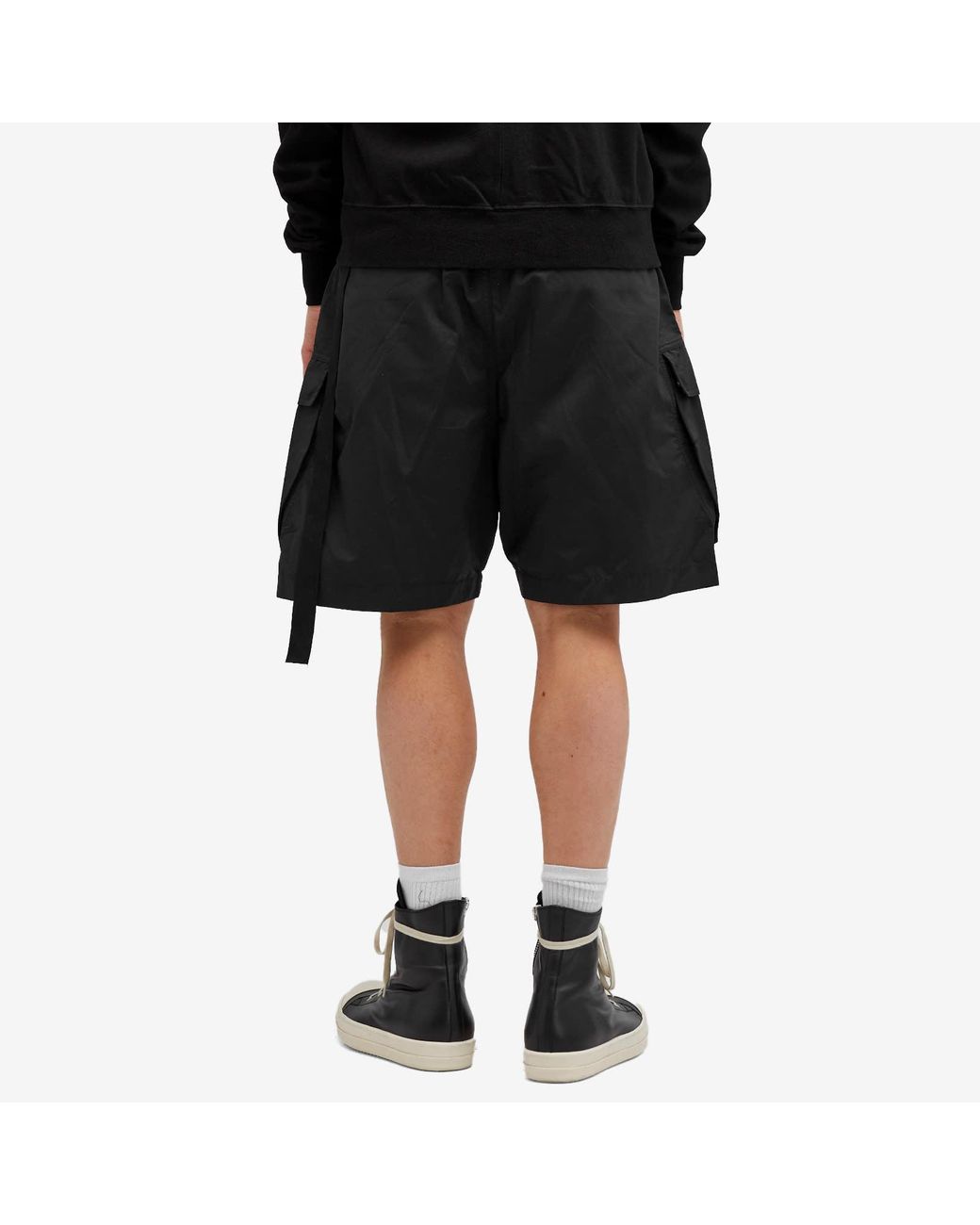 Rick Owens Cotton Nylon Cargo Bela Shorts in Black for Men