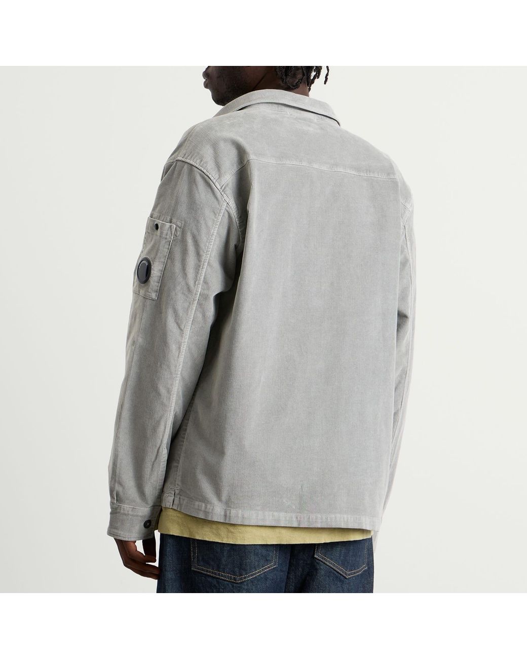 C P Company Gray Corduroy Lens Overshirt for men