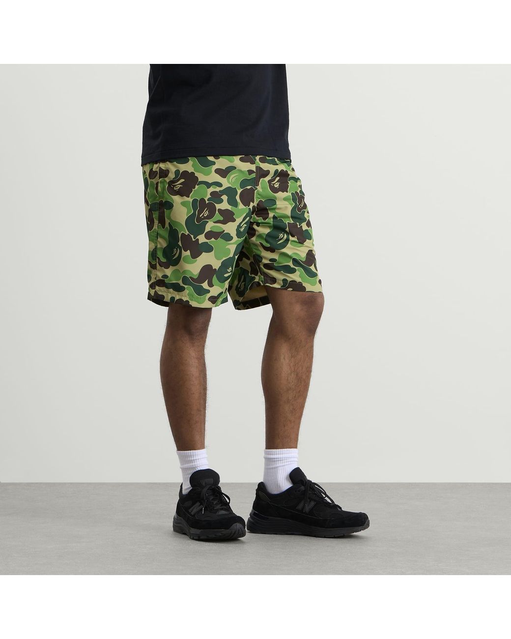 A Bathing Ape Green Abc Camo One Point Beach Shorts for men