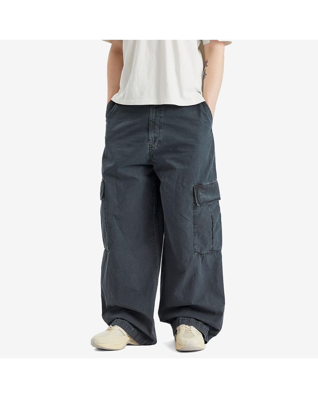 【KOOLOSET】Dyeing Washed Diagonal Cargo Pants Daylight Low Rise Cargo Jeans ☆ Medium Wash – Rock N Rags