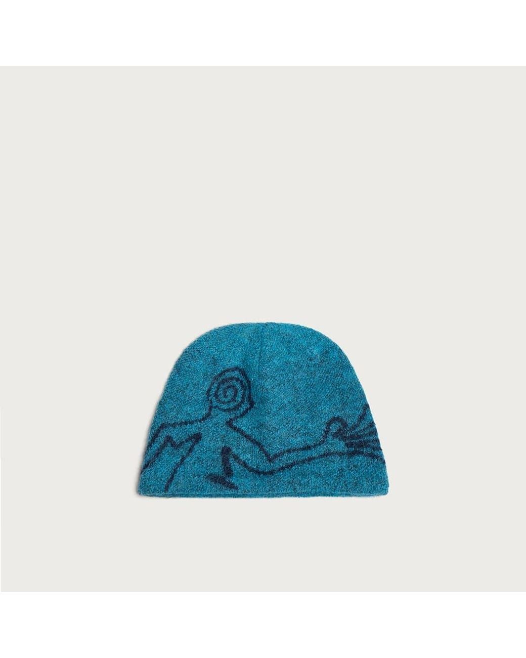 Hiking Patrol Blue Mascot Mohair Mixed Beanie for men