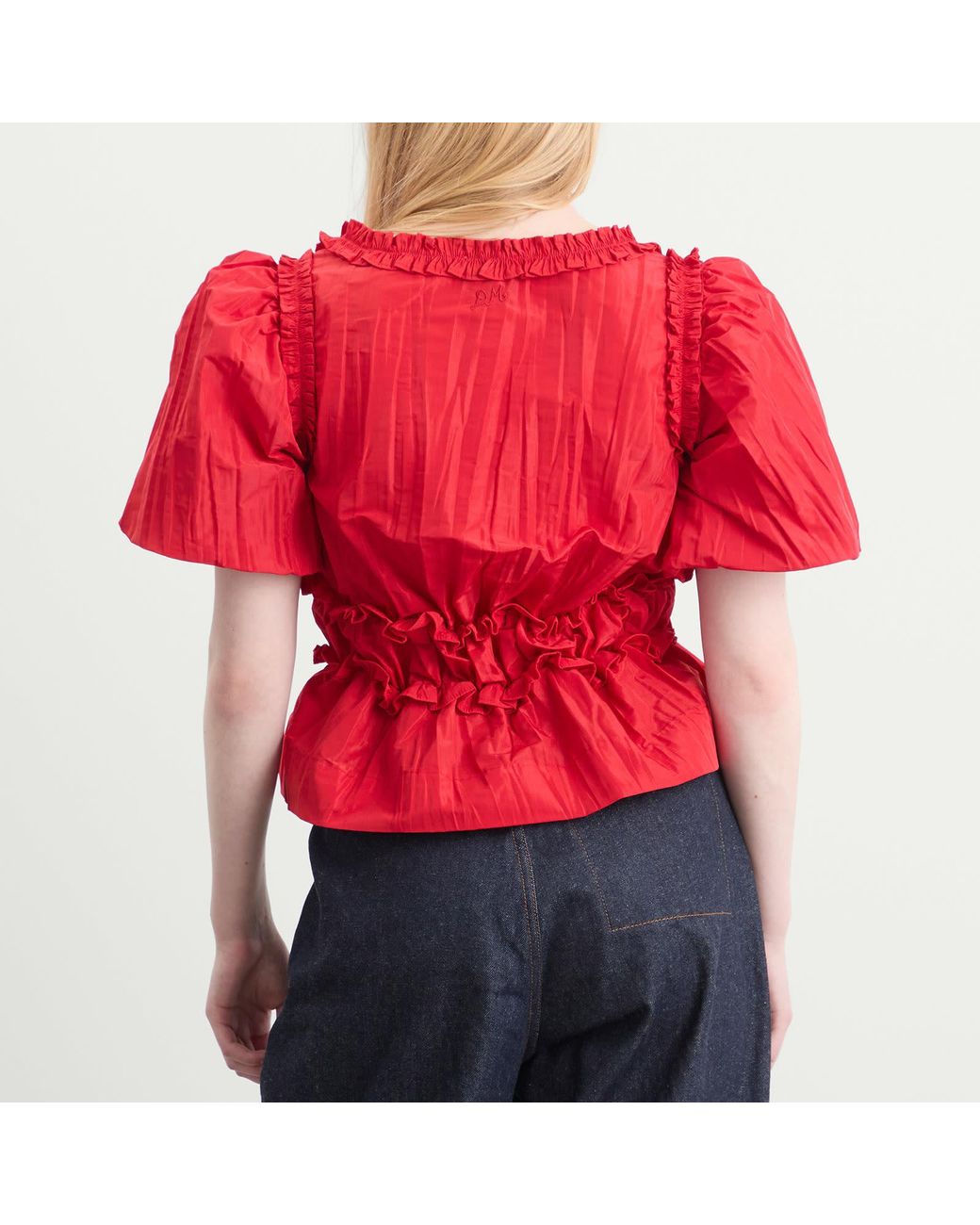 Damson Madder Red Everly Ruffle Blouse Tafetta
