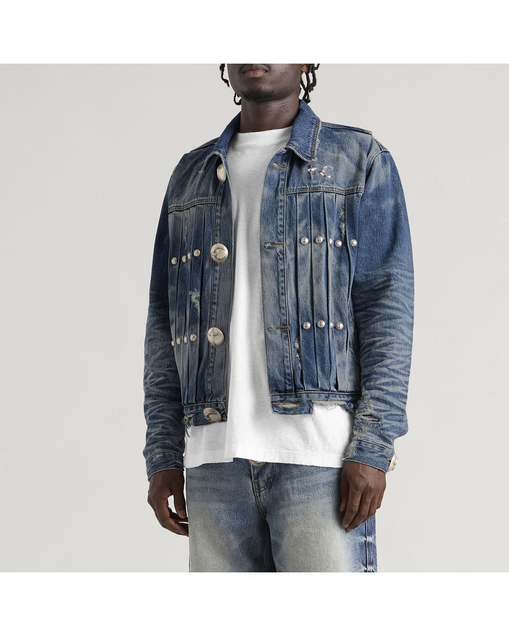 THUG CLUB Blue Extendo Denim Jacket for men