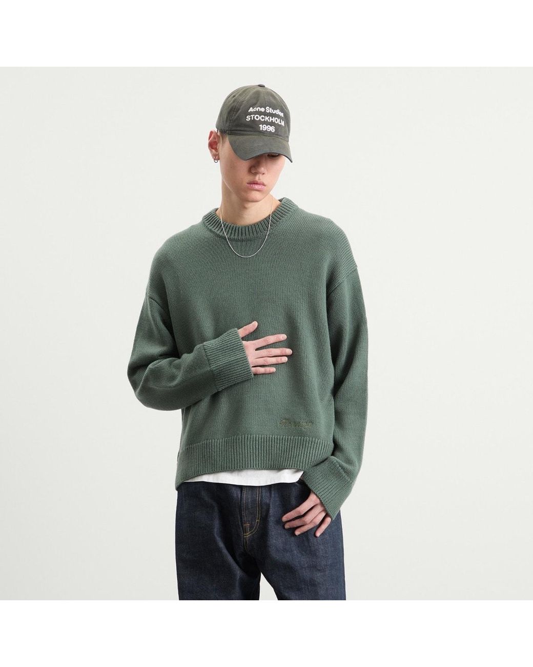 Ronning Green Merino R Knit Sweater for men