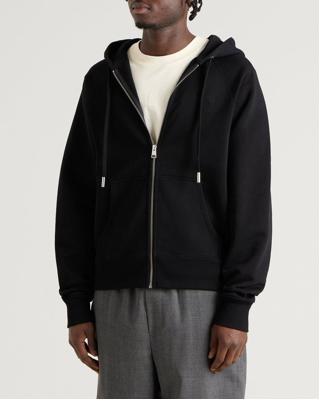 AMI Black Adc Loopback Zip Hoodie for men