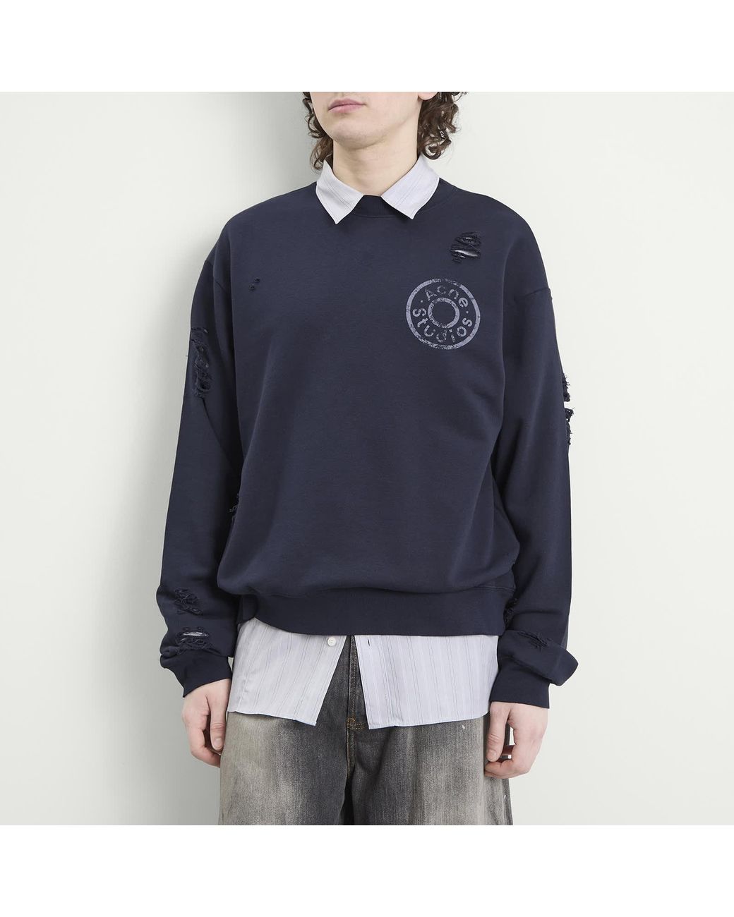 Acne Blue Small Button Sweatshirt for men