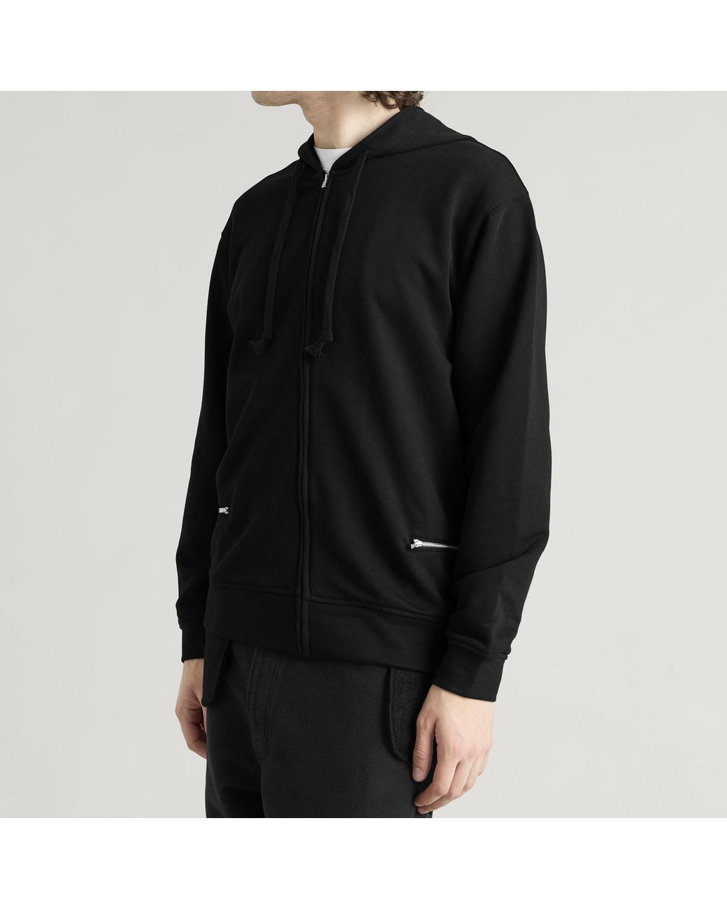 Comme des Garçons Black Zipped Frill Hoodie for men