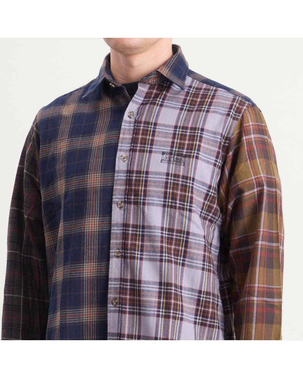 Aries Blue Overdyed Patchwork Shirt for men