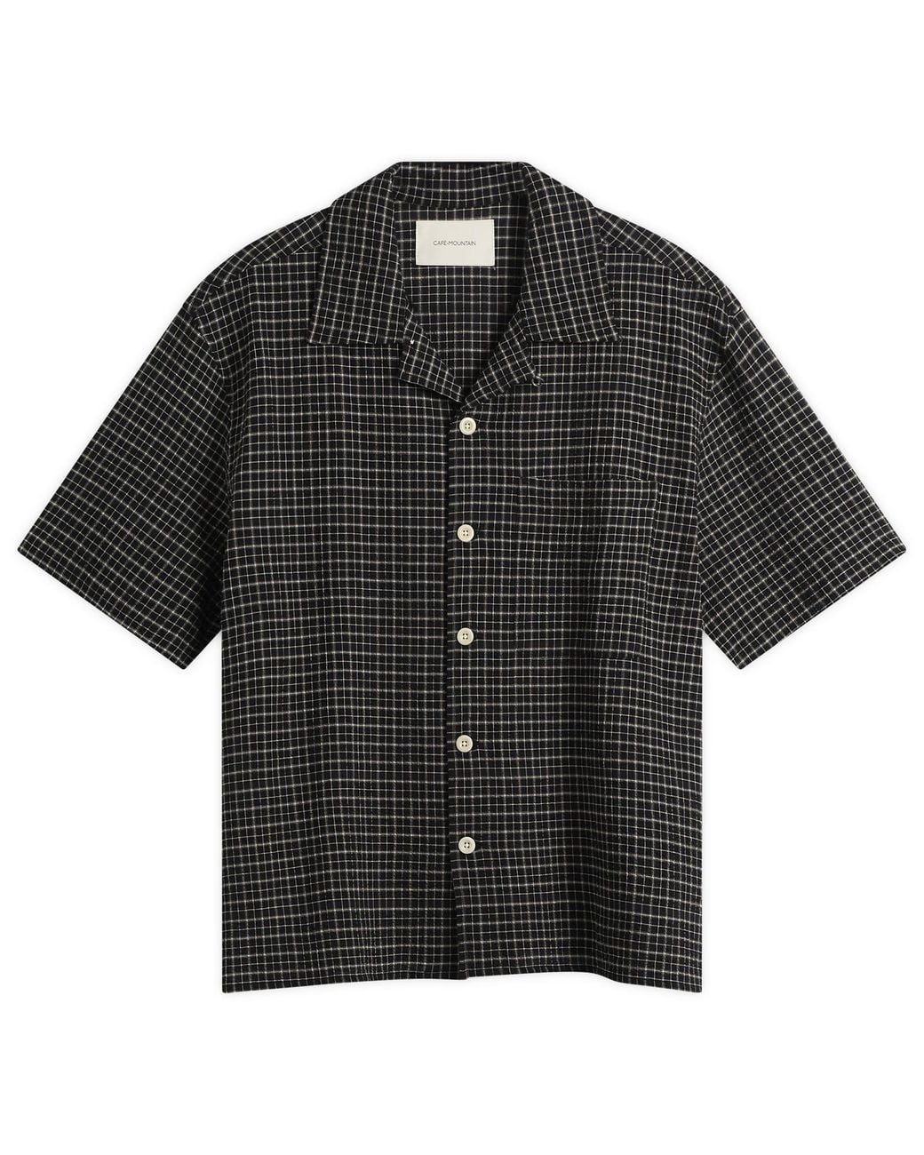 Cafe Mountain Black Loose Check Vacation Shirt for men