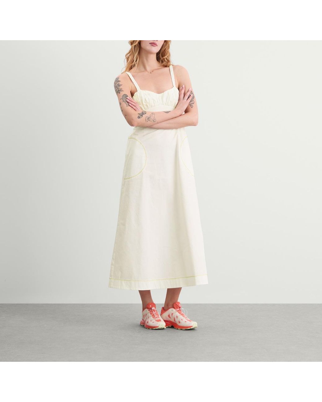 ALÉMAIS White Katerina Midi Dress
