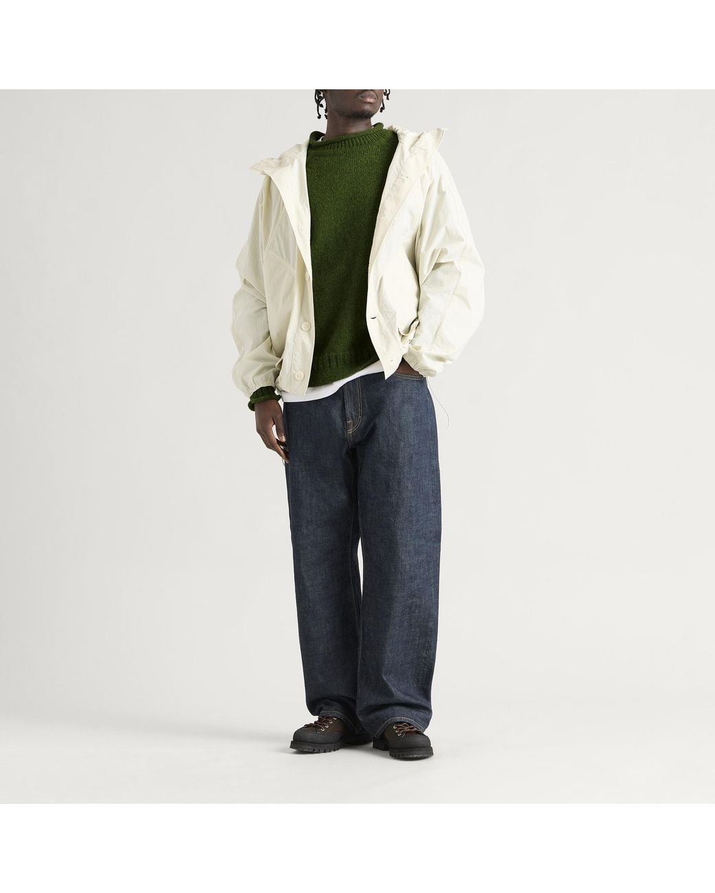 Pittari Green Seti Heritage Lambswool Roll Collar Jumper for men
