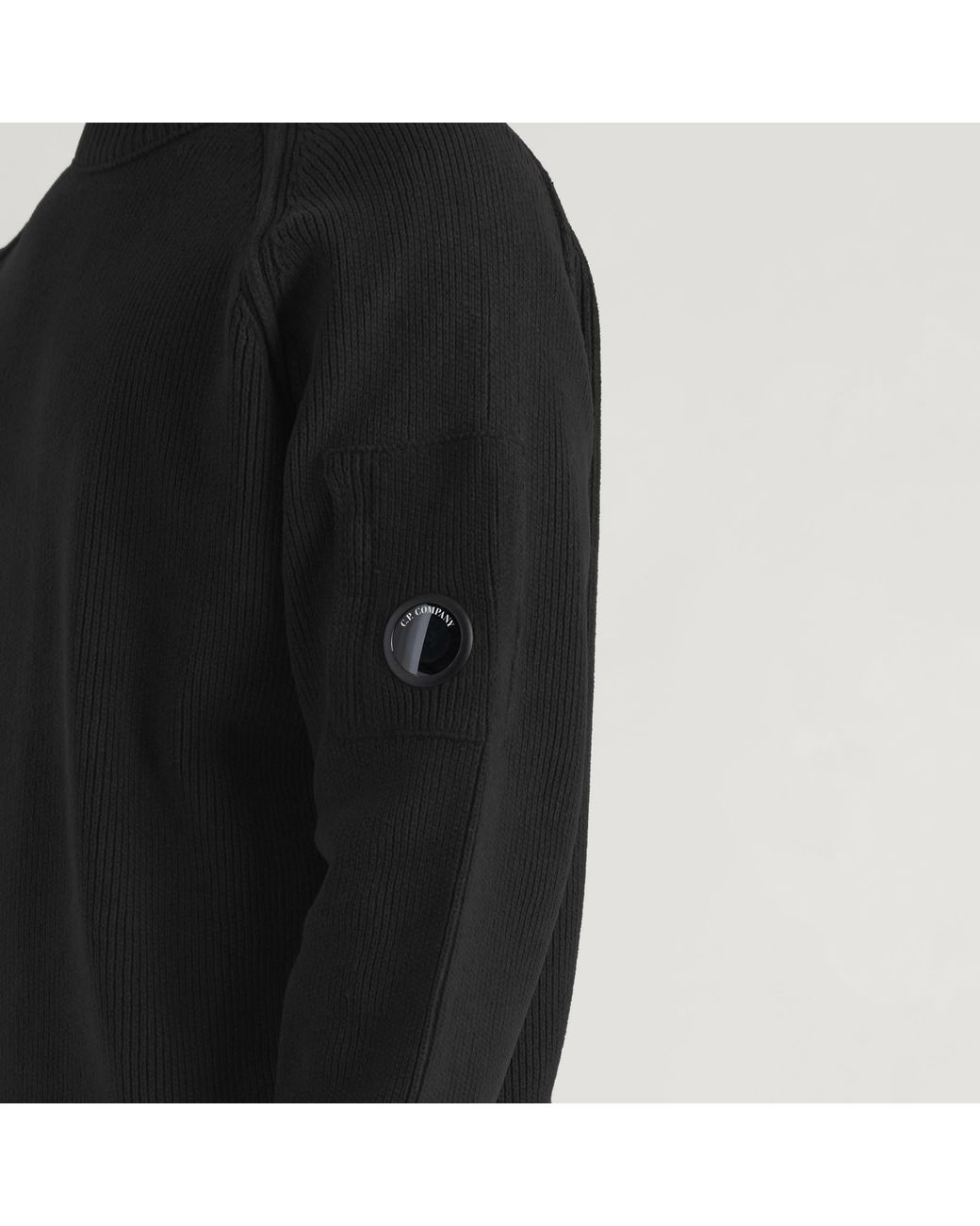 C P Company Black Chenille Knit Lens Jumper for men