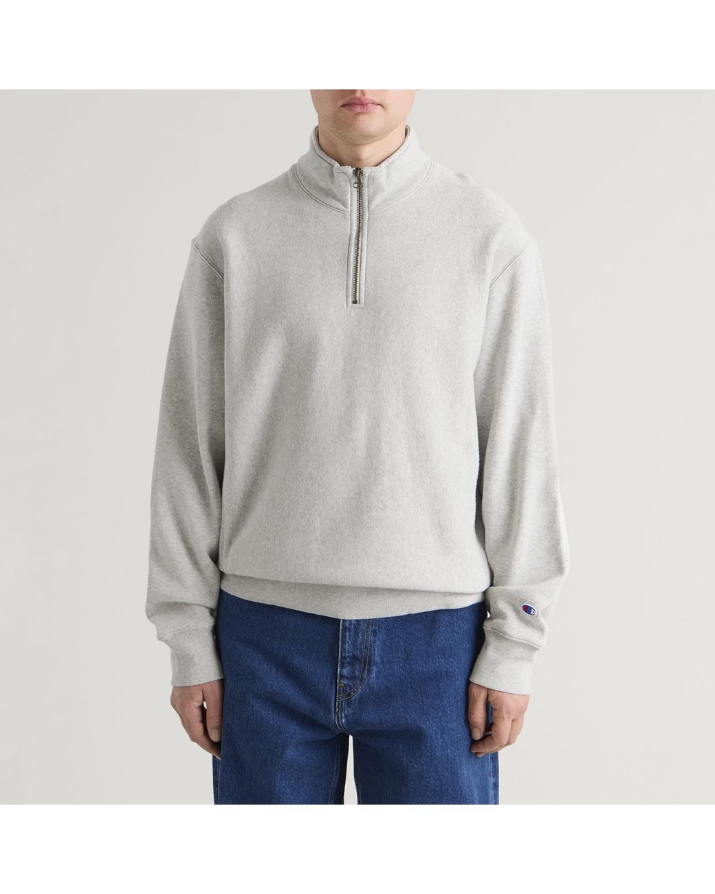 Champion Gray Reverse Weave Half Zip Sweatshirt for men