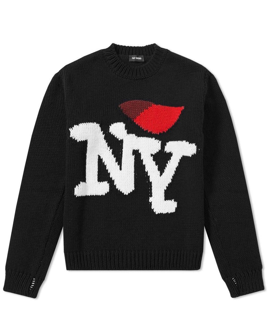 Raf Simons Ny Embroidered Knit Sweater in Black for Men | Lyst Canada