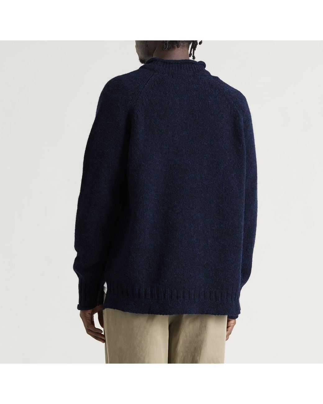 Pittari Blue Seti Heritage Lambswool Roll Collar Jumper for men