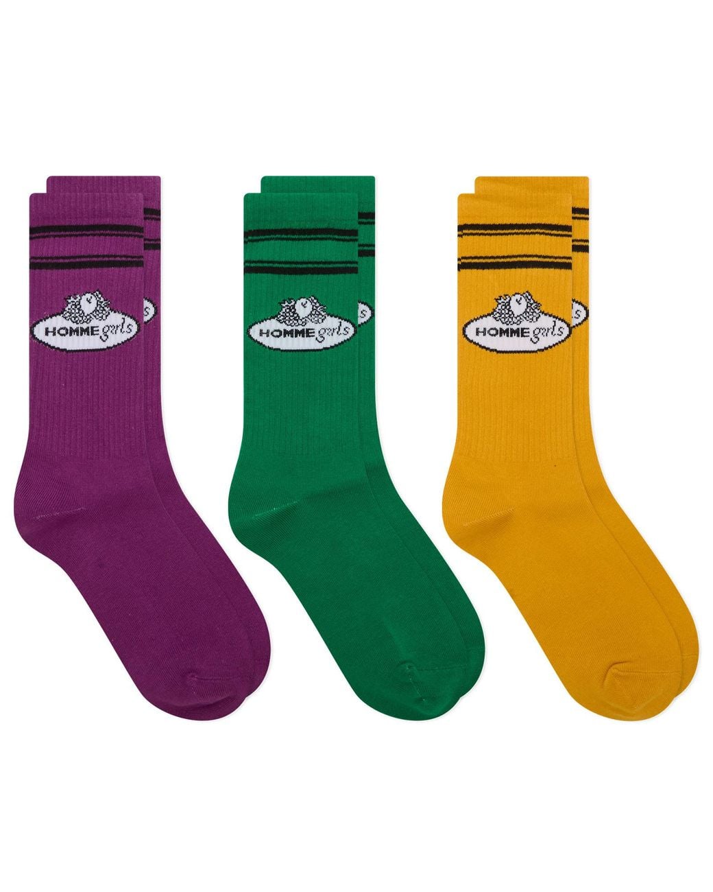 HOMMEGIRLS Green X Fruit Of The Loom Crew Socks
