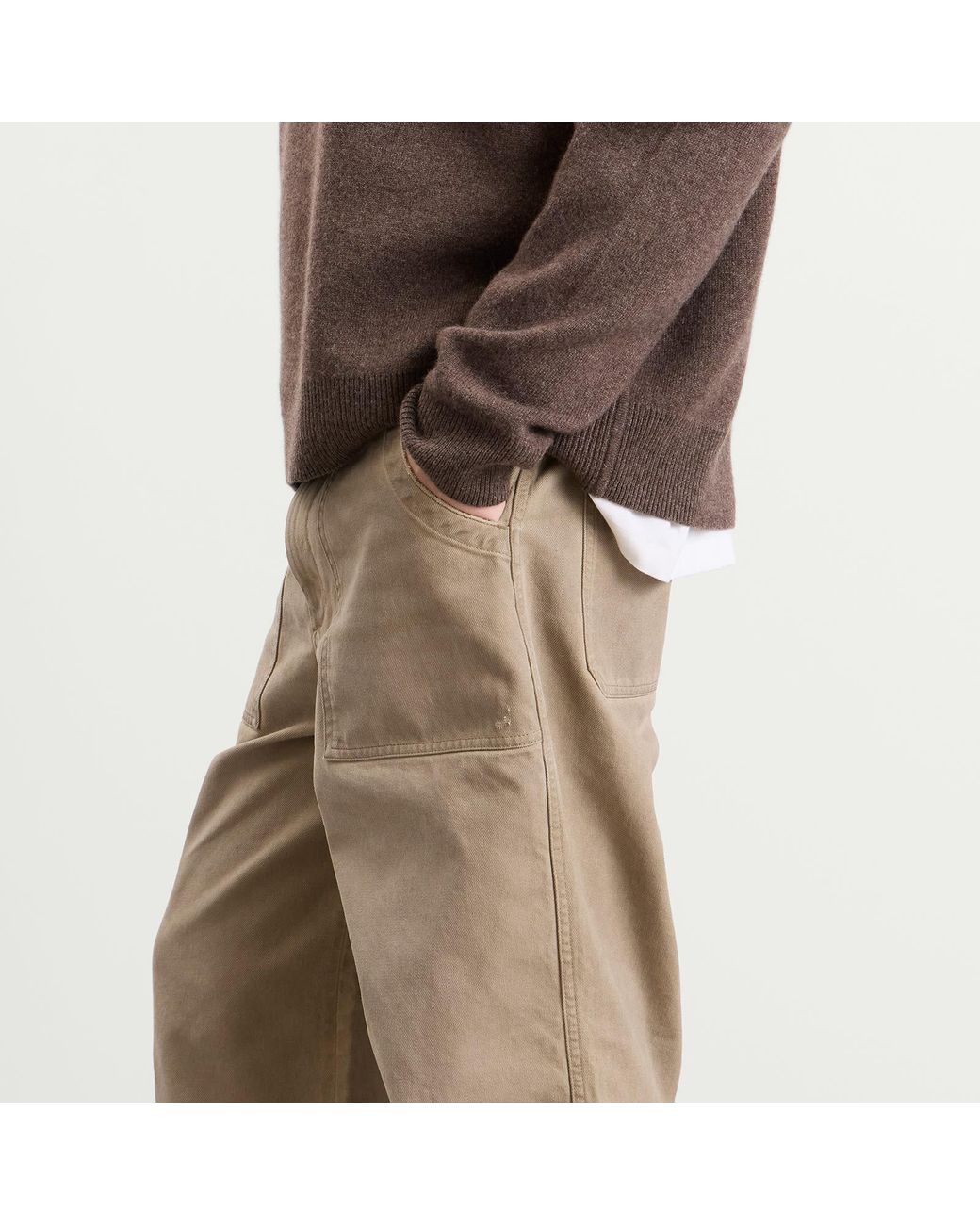 Acne Natural Plinty Rustic Cotton Twill Trousers for men