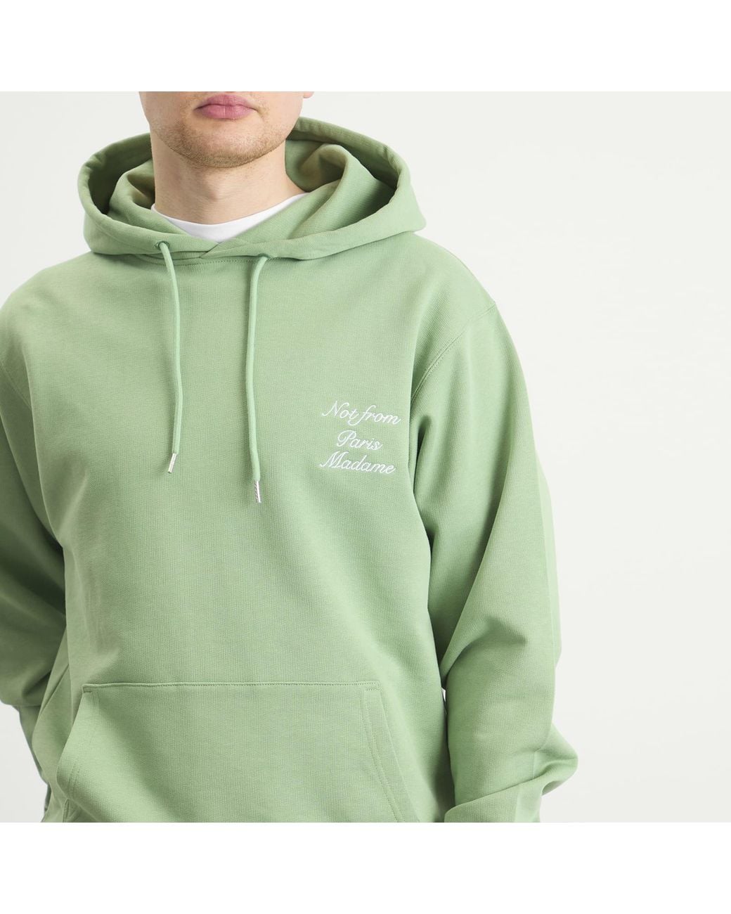 Drole de Monsieur Green Calligraphy Slogan Hoodie for men