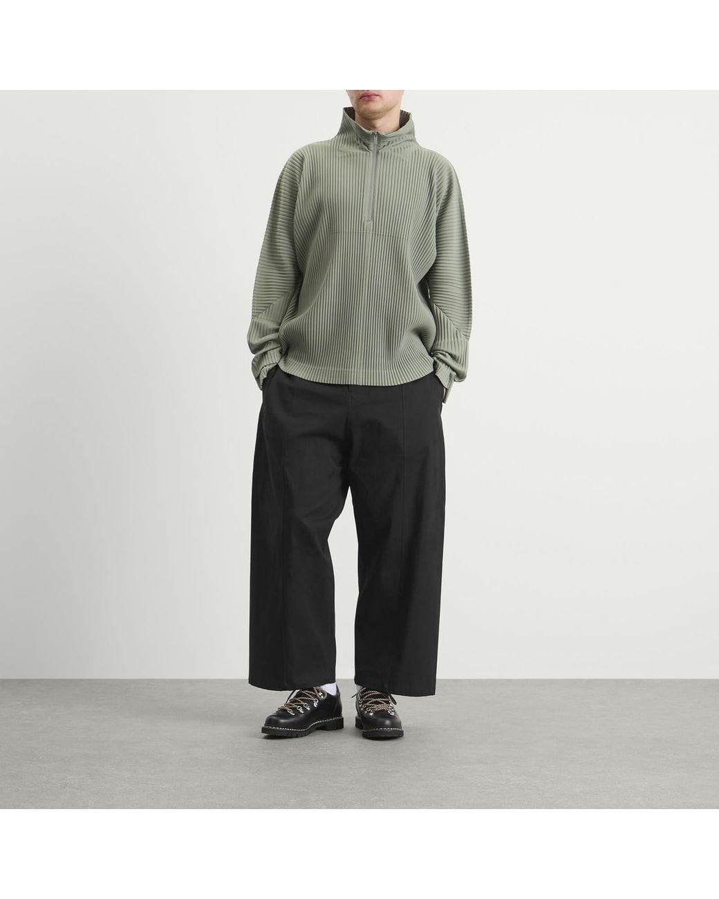 Homme Plissé Issey Miyake Quarter Zip in Green for Men | Lyst