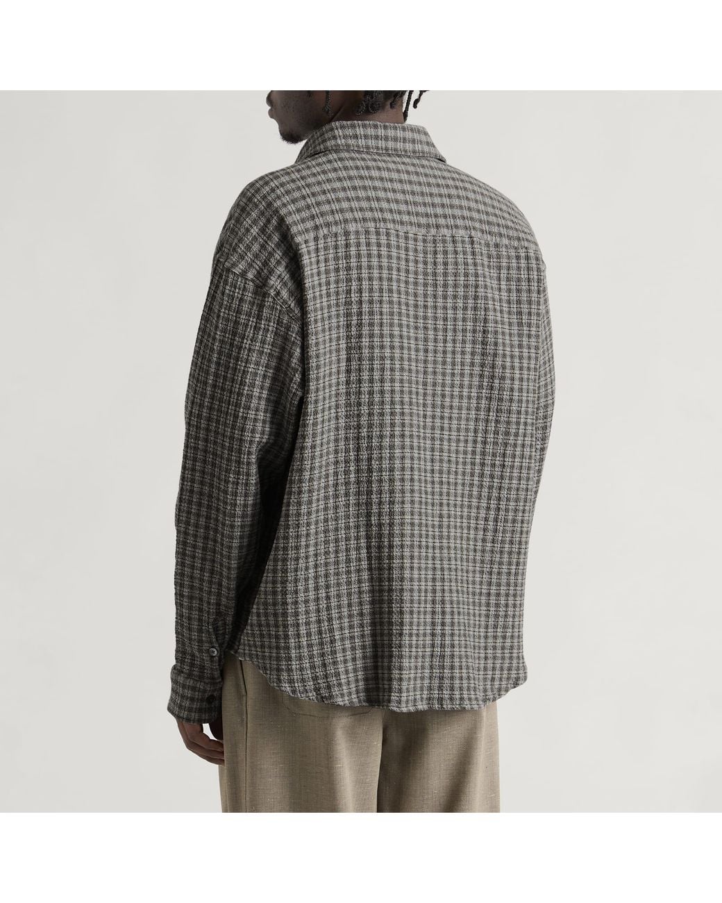 mfpen Gray Check Vacation Shirt for men