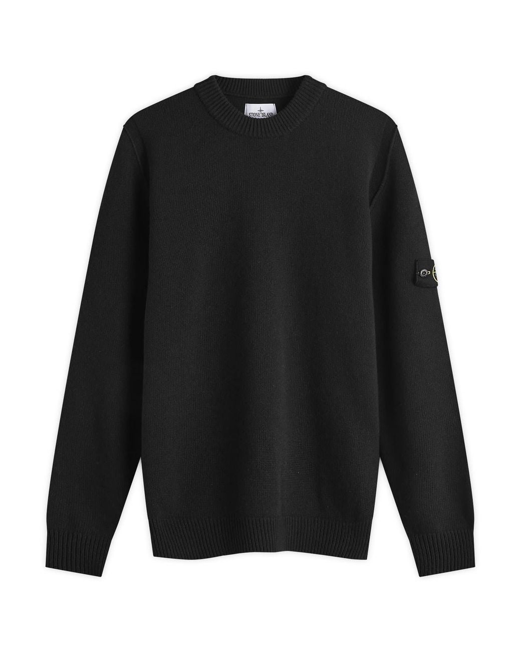 Stone Island Black Reverse Seam Lambswool Crew Neck Jumper for men