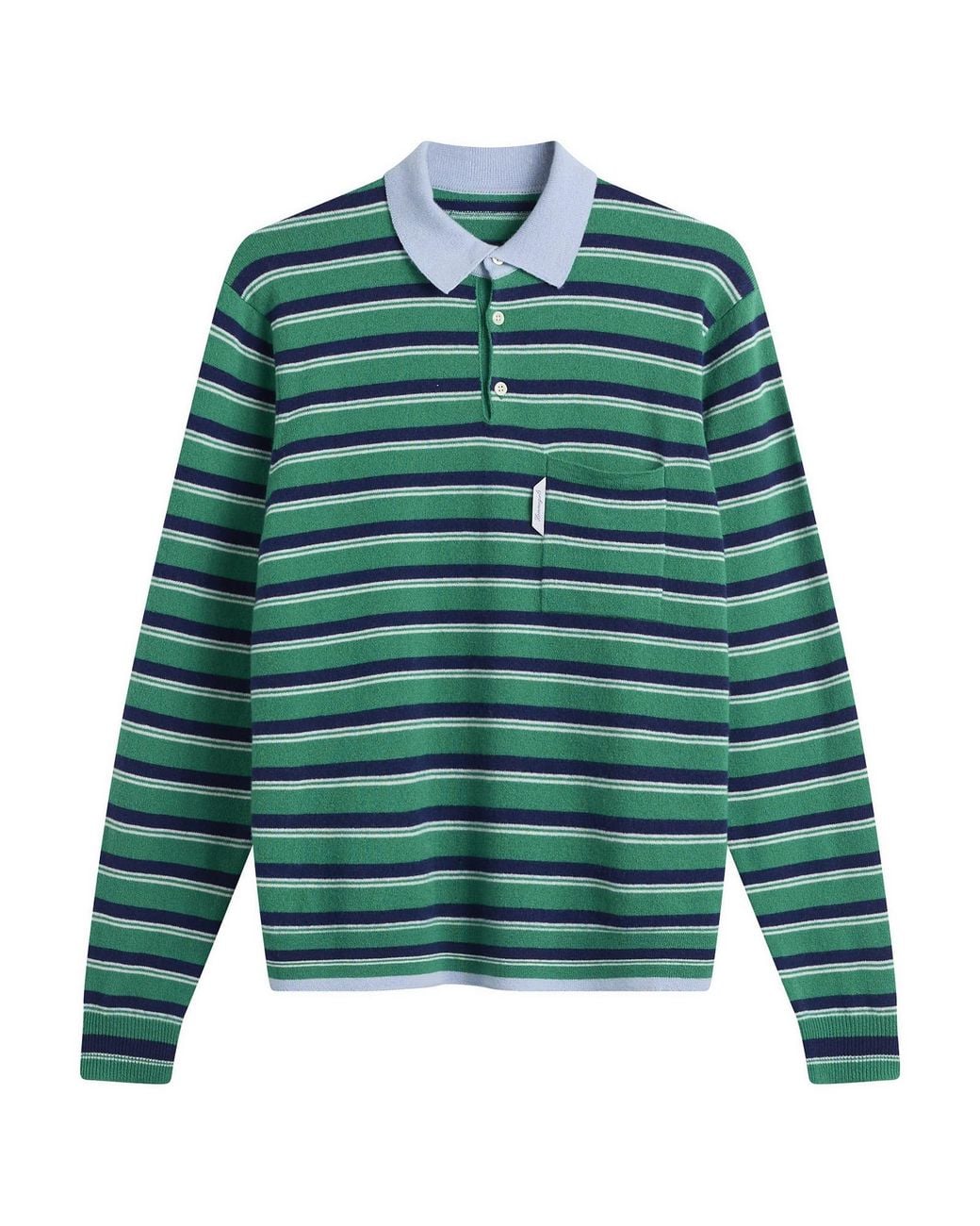 HOMMEGIRLS Green Knit Stripe Polo