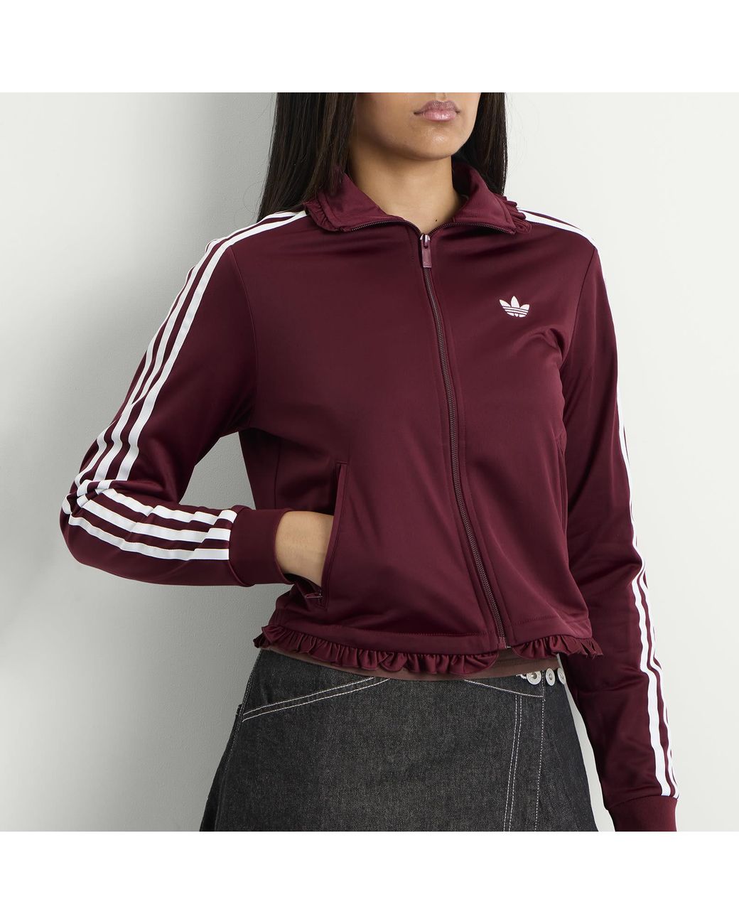 Adidas Red Pleated Firebird Track Top